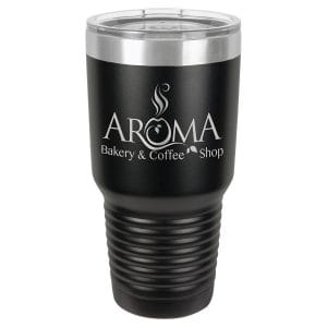 Black Polar Camel 30 oz. Black Ringneck Vacuum Insulated Tumbler w/Lid & Silver Ring