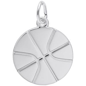 Flat Basketball Charm Sterling Silver