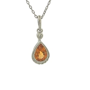 14KW Pear Shaped Citrine Pendant w/Diamond Accents