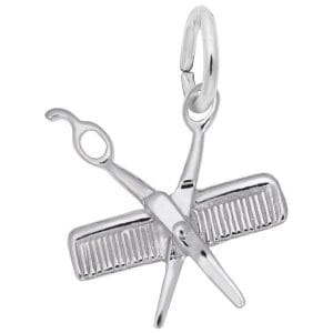 COMB AND SCISSORS SILVER CHARM