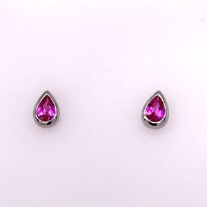 Created Pink Sapphire Earrings in silver