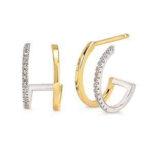 Yellow & White Gold Double Hoop Earrings