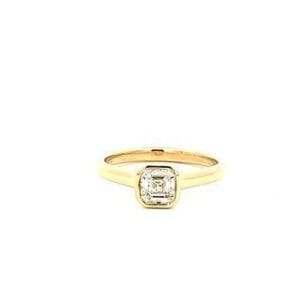 Bezel Set Asscher Cut Diamond Engagement Ring