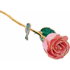 Pink Sparkle Rose With Gold Trim