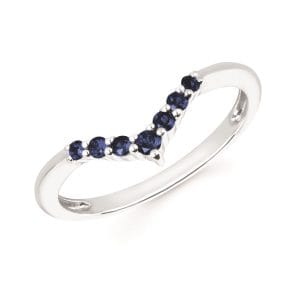 14KW Sapphire Ring Chevron Stackable