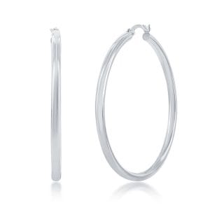 Sterling Silver 3x50mm High Polished Hoop Earrings