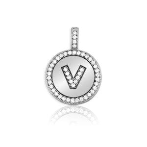 Sterling Silver Micro Pave Circle V Pendant