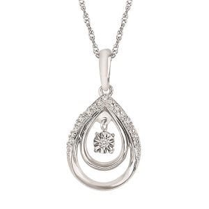 Shimmering Diamonds® Pendant In Sterling Silver With .03 Ctw. Diamonds - OVAL