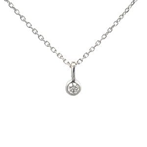 Bezel Set Single Diamond Necklace