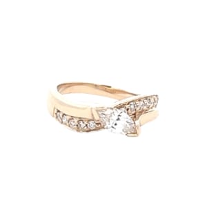 CZ Set .50ct Marquise Engagement ring Shared Prong melee bypass style 20pt