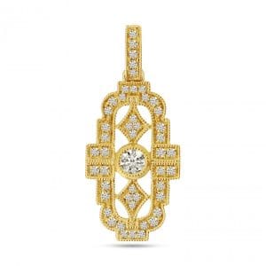 14KY Art Deco Diamond Pendant 0.25cttw