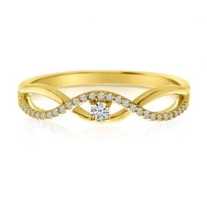 14KY Stackable Wave Diamond Ring 0.13ct