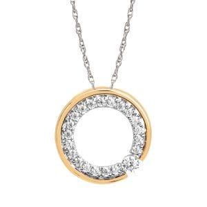 Circle Diamond and Gold Pendant