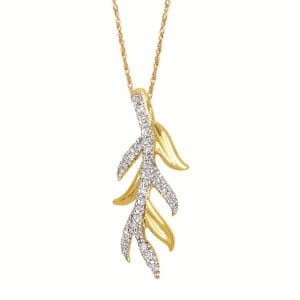 Diamond and Gold Leaf Pendant