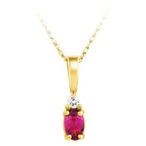 Created Ruby Oval Birthstone Pendant