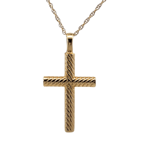 Solid 14KY Med Rope Cross Pendant