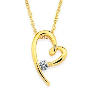 14KY Diamond and Heart Pendant ctw 0.08cttw