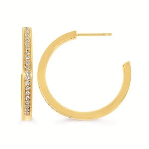 14kt Yellow Gold Diamond Hoop Earrings