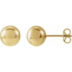 14KY Classic Ball Stud Earrings 8mm