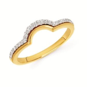 14kt 0.15ct Diamond Band in White and Yellow Gold
