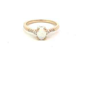 Diamond & Created Opal Birthstone Ring