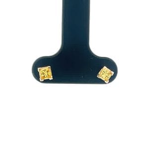 Yellow Diamond Princess Cut Earrings