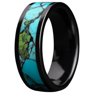 Black Cermaic Turquoise Inlay Ring