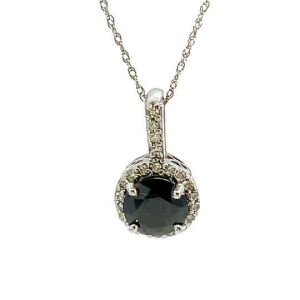 Black Diamond in Halo Necklace