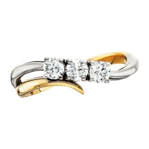 Two Tone 3 Stone Diamond Ring
