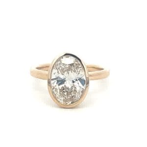 Bezel Set Lab Oval Diamond Engagement Ring
