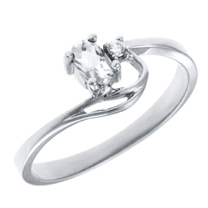 White Topaz Birthstone Ring