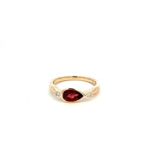 East West Pear Garnet Ring