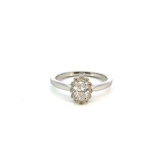 Floral Halo Oval Diamond Ring