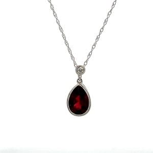Garnet Miligrain Necklace