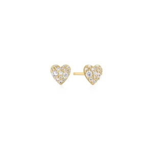 Gold Pavé Heart Stud Earrings