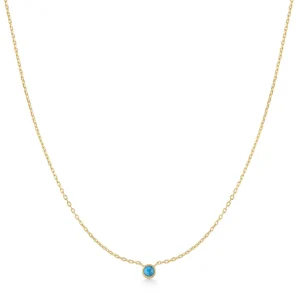 Gold Bezel-Set Lab-Created Turquoise Solitaire Necklace