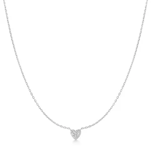 Silver Pavé Heart Necklace