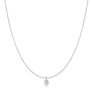 Silver Classic Bezel-Set Solitaire Necklace