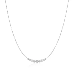 Silver Graduated Bezel-Set Necklace