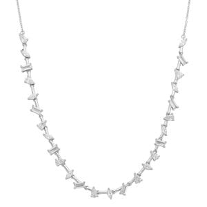 Silver Multi Shape CZ Design Necklace