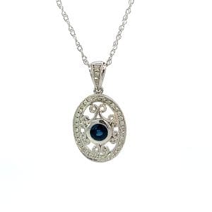 Vintage Style Filigree Sapphire Necklace