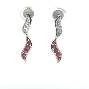 Ruby and Diamond Wave Earrings