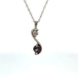 Diamond and Created Alexandrite Necklace
