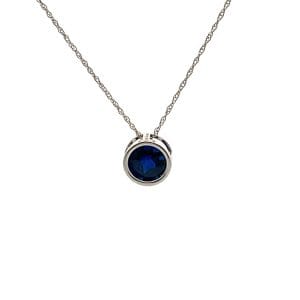 Bezel Set Created Sapphire Necklace