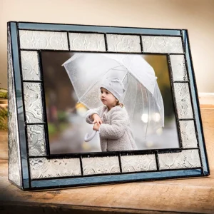 Vintage and Blue Glass Picture Frame