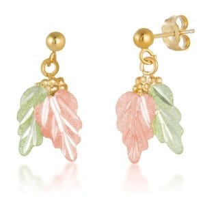 Black Hills Gold Post and Dangle Leaf Earrings
