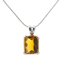 Elegant Emerald Cut Citrine Necklace