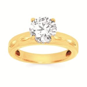 Yellow Gold Detailed Engagement Ring Mounting