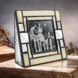Ivory and Vintage Glass Picture Frame