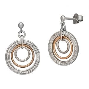 Sparkling Silver and Rose Earrings